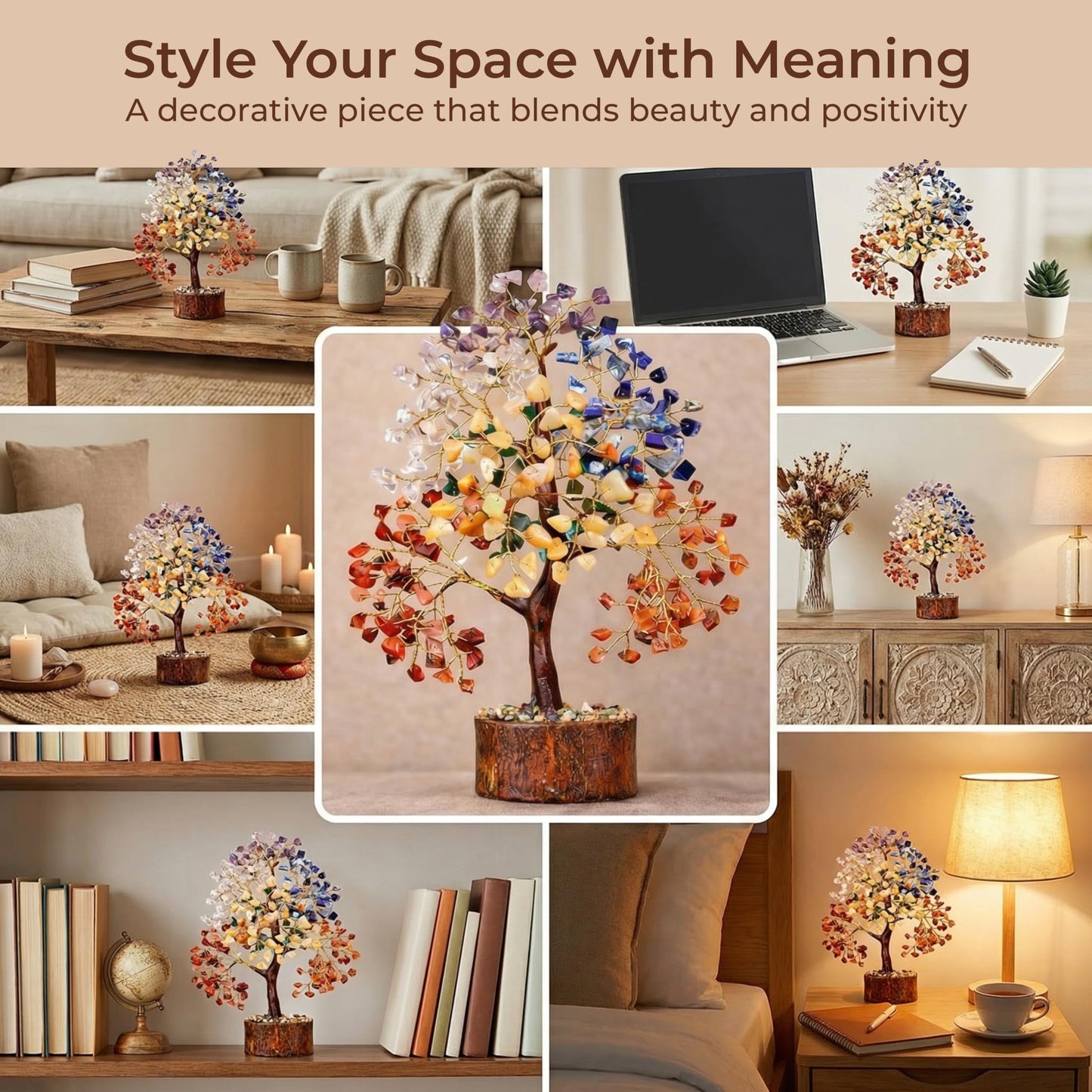 Chakra Tree of Life Birthday Gifts for Women, Sister, Friends, Handcrafted Healing Crystal Tree Bring Money, Luck to Home and Office Decor | Spiritual Gifts for Mom, Unique Gifts for Anniversary
