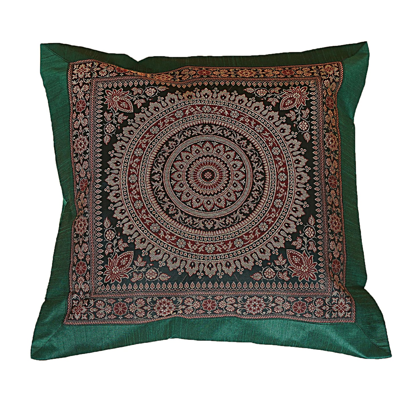Shubhlaxmifashion Indian Set of 10 PCS 16x16 inch (41x41 cm) Mandala Silk Indian Ethnic Bohemian Decorative Cushion Cover Handcrafted Patchwork Sari Throw Pillow Boho Decor Cushion Covers for Gift