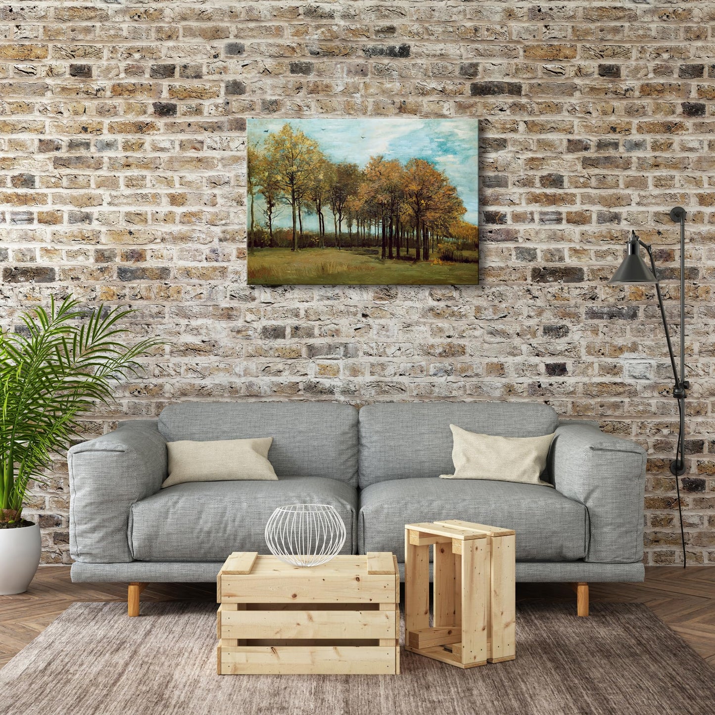 Wieco Art Canvas Prints Autumn Landscape 1885 by Vincent Van Gogh Art Famous Paintings Reproduction Tree Forest Pictures Artwork Wall Art for Home Decor and Wall Decorations