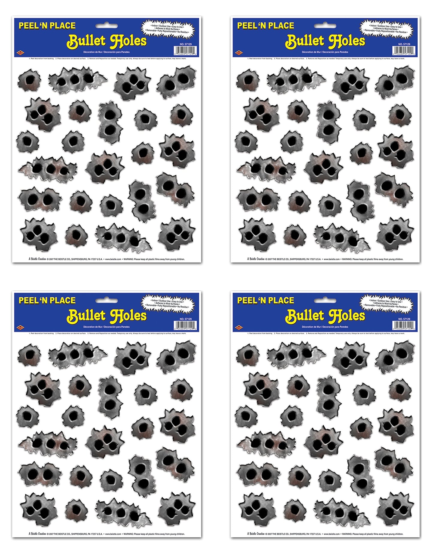 Beistle 4 Sheets Bullet Holes Wall Decorations For 20's Theme, Western Party Supplies, Crime Scene Investigation
