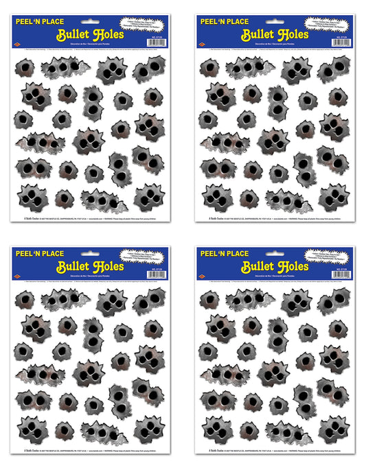 Beistle 4 Sheets Bullet Holes Wall Decorations For 20's Theme, Western Party Supplies, Crime Scene Investigation