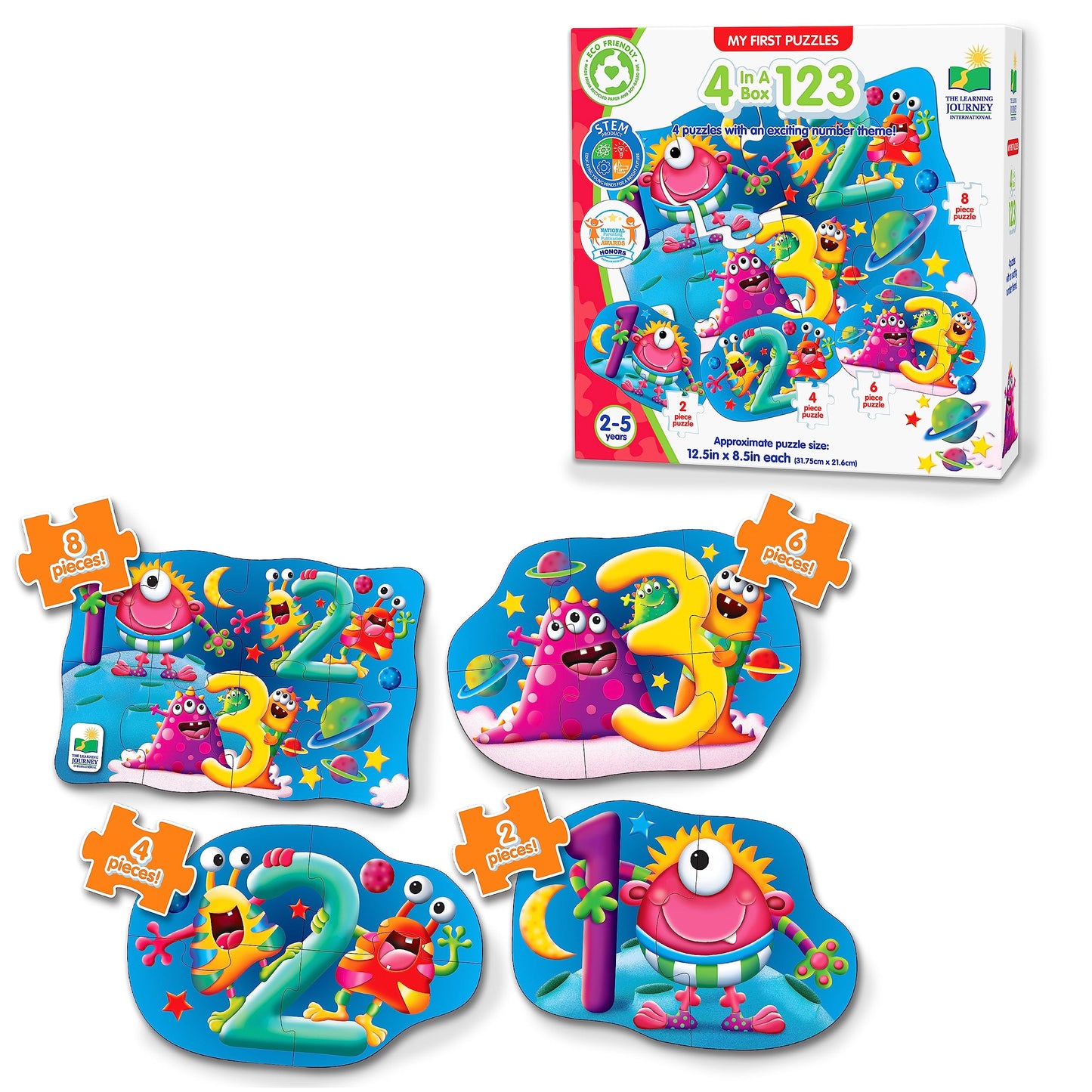 The Learning Journey My First 4-in-A-Box Puzzle - 123 - Puzzles for 2 Year Olds - STEM Educational Toddler Toys & Gifts for Boys & Girls Ages 2 and Up - Award Winning Puzzles