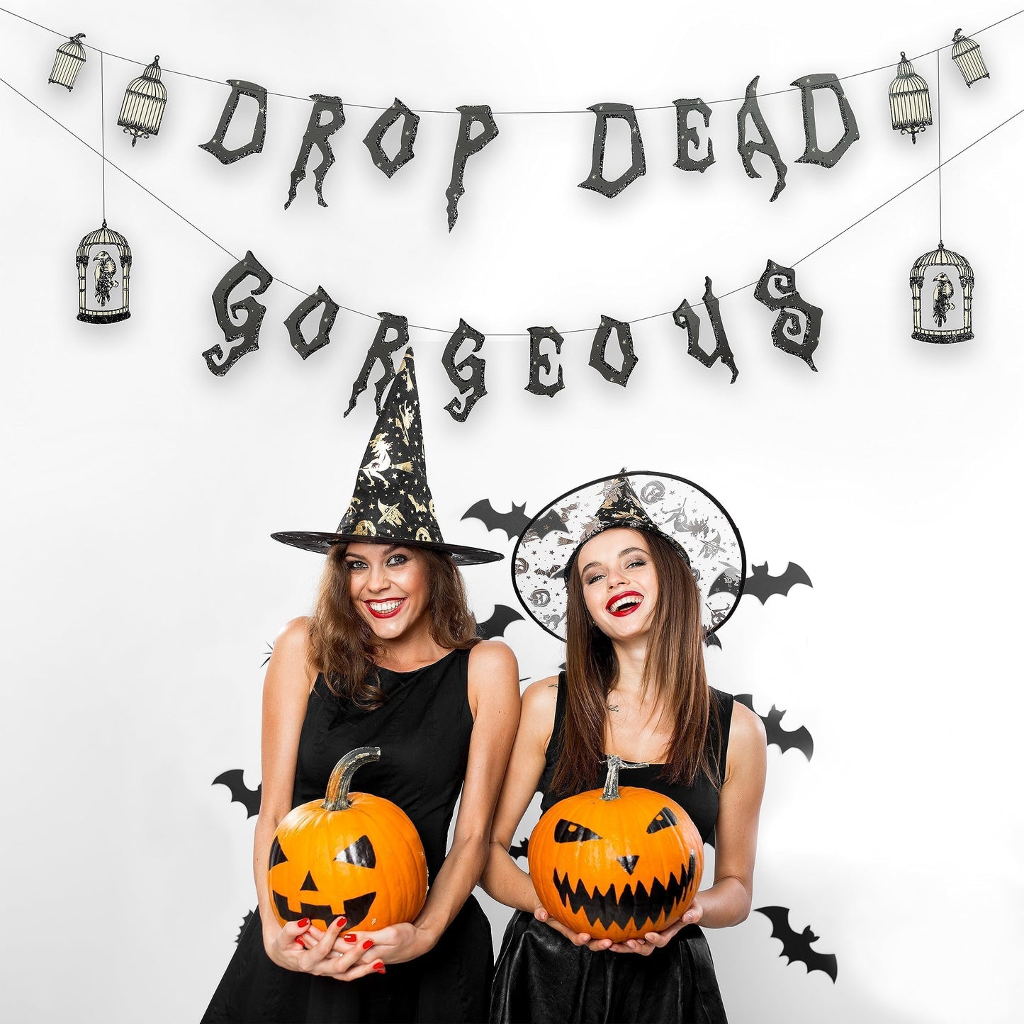 Cheerland Gothic Party Decorations Drop Dead Gorgeous Garland Skeleton Raven for Girls Birthday Party Decoration Wedding Bridal Shower Halloween Hanging Teen Goth Sweet 16 Bachelorette Decor