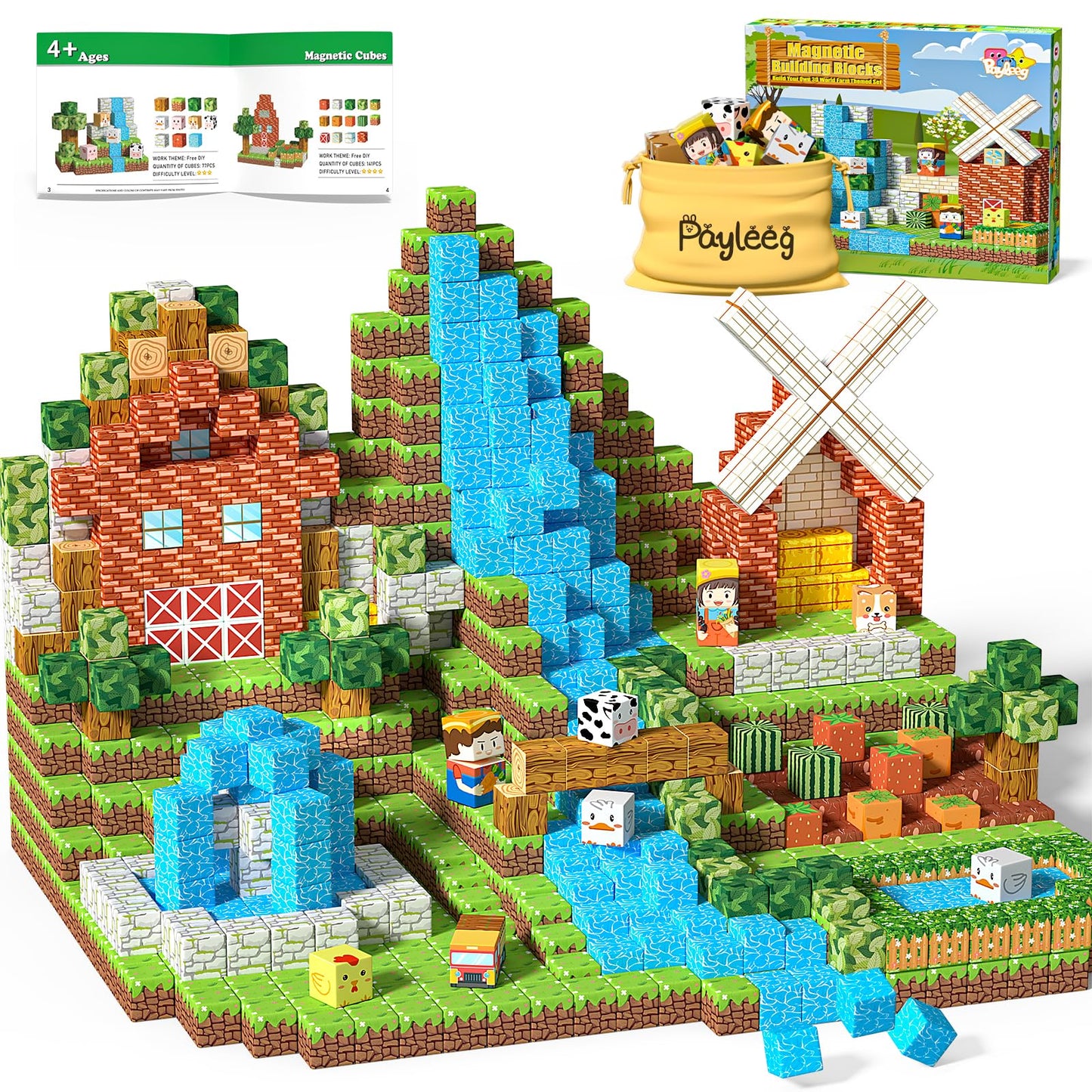 Payleeg Magnetic Blocks Building Toys for Kids Ages 4-8 5-7 8-12 Year Old, Magnetic Cubes Tiles Montessori Sensory Travel Toddler Boys Girls Toys Games Christmas Birthday Gifts