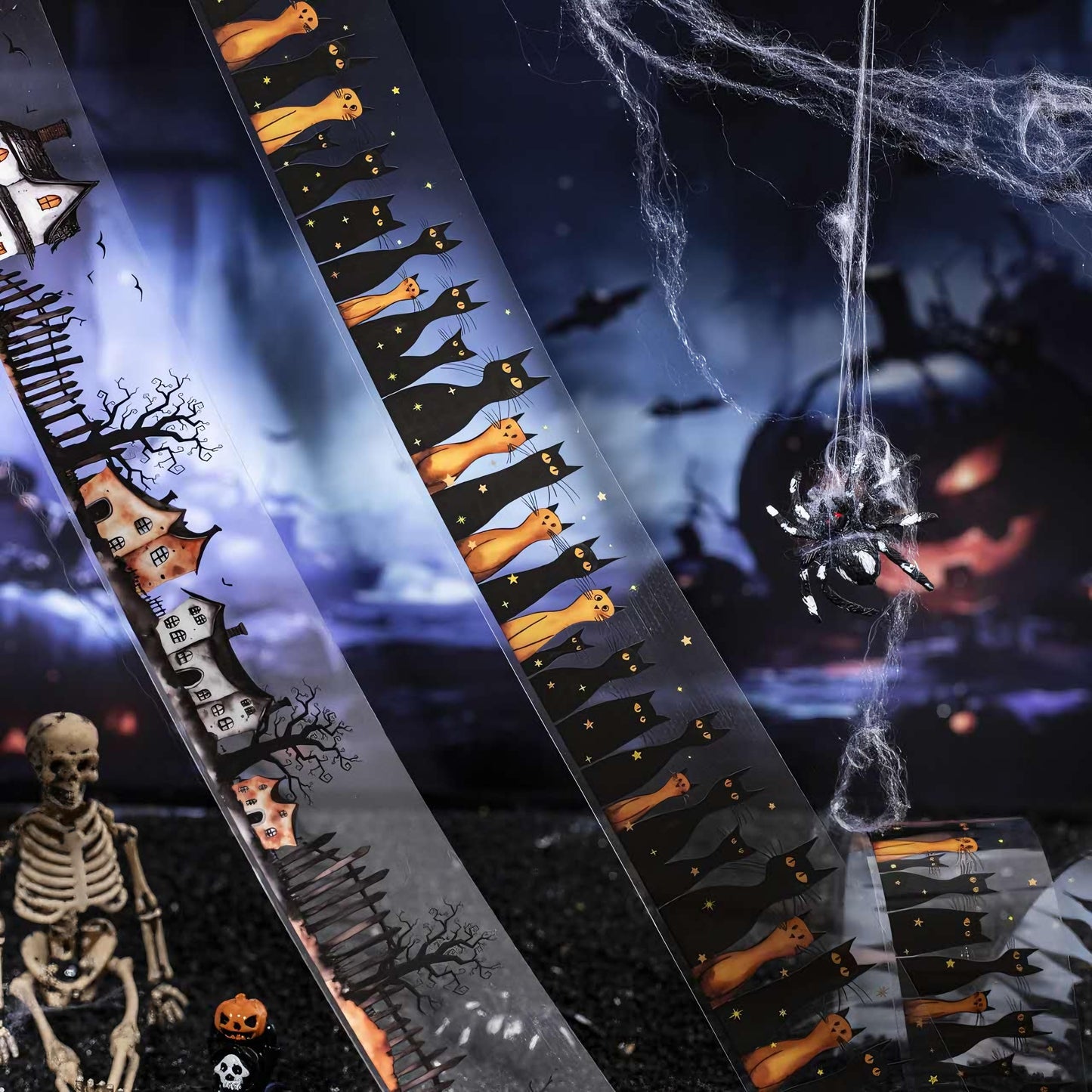 ABARWER Gothic-Themed Decorative Tape Set，8 Rolls PET Washi Tapes for Scrapbooking Supplies, Bullet Journal Supplies, Junk Journal, DIY Crafts,Art Crafts,Scrapbook Album and Wall Art