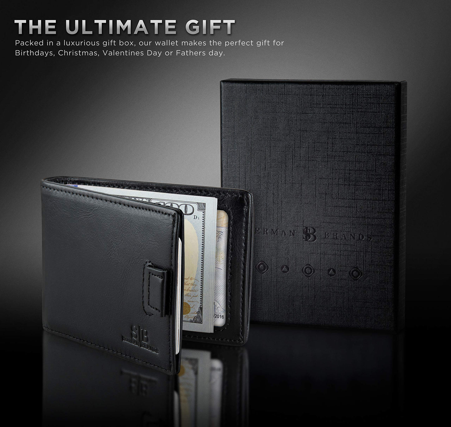 RFID Blocking Slim Money Clip Wallet – Leather Bifold Front Pocket Minimalist Mens Wallet with Money Clip for Men, Small Credit Card Holder Wallet - Travel Wallet with Gift Box