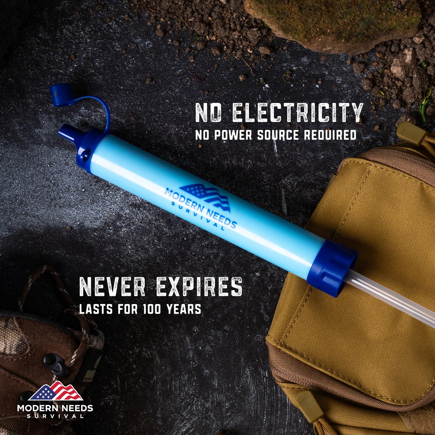 MODERN NEEDS Ready Filter Personal Water Filter Straw | Backpacking Water Filter for Hiking & Camping | Portable Water Purifier Camping | Emergency Survival Gear & Camping Survival Kit