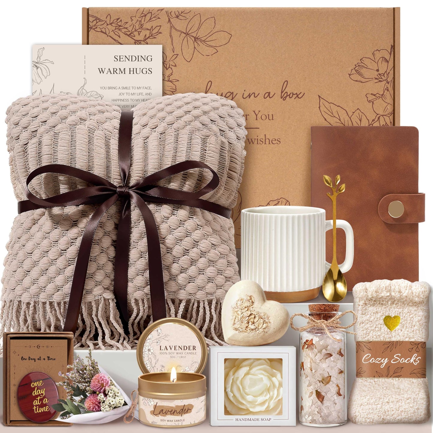 Get Well Soon Gift Baskets for Women Self Care Gifts, Spa Care Package After Surgery Inspirational Thinking of You Sympathy Gifts for Loss of Loved One, Mothers Day Birthday Gift for Her Friend