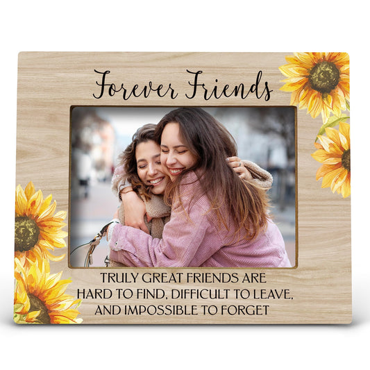 FONDCANYON Forever Friends Sunflower Picture Photo Frame, Bestie Bff Friendship Gifts For Men Women Friends Birthday Christmas Girls (5x7 Inch Photo)