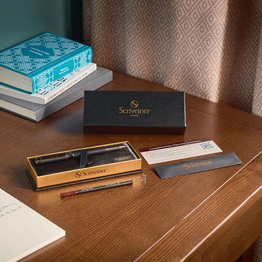 Scriveiner All Black Rollerball Pen - Stunning Luxury All Metal Matt Black Pen, Schmidt Ink Refill, Best Roller Ball Gift Set for Men & Women, Professional, Executive Office, Nice Pens