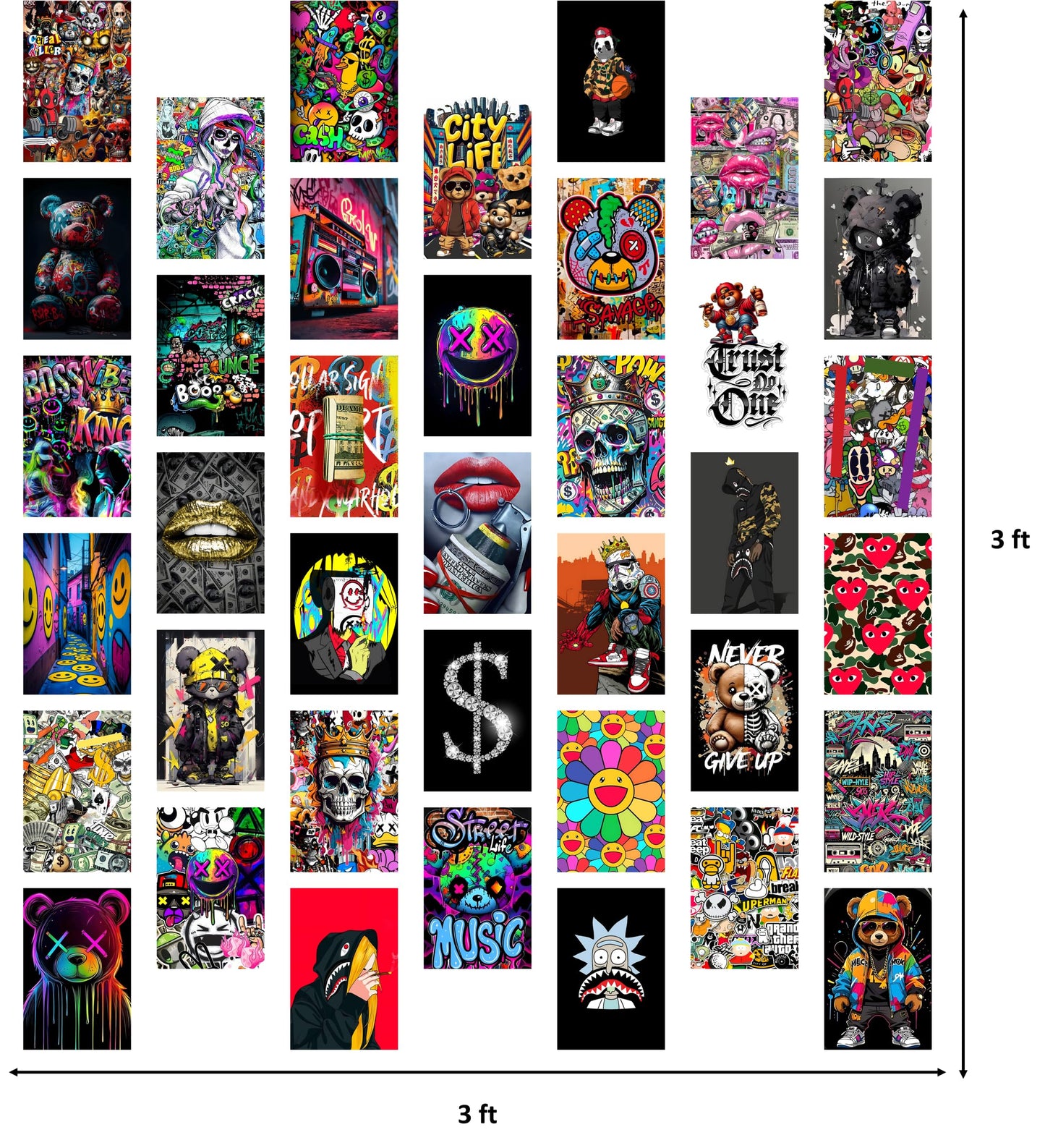 Libemz, 50 Pcs Hypebeast Aesthetic Wall Collage Kit - 4x6 inches - Hypebeast Room Decor, Aesthetic Wall Collage Kit Cool Posters Prints for Teen Boys Men Guys Girls Room Bedroom Dorm Decor, Posters for Room Aesthetic, Cool Posters (Hypebeast)