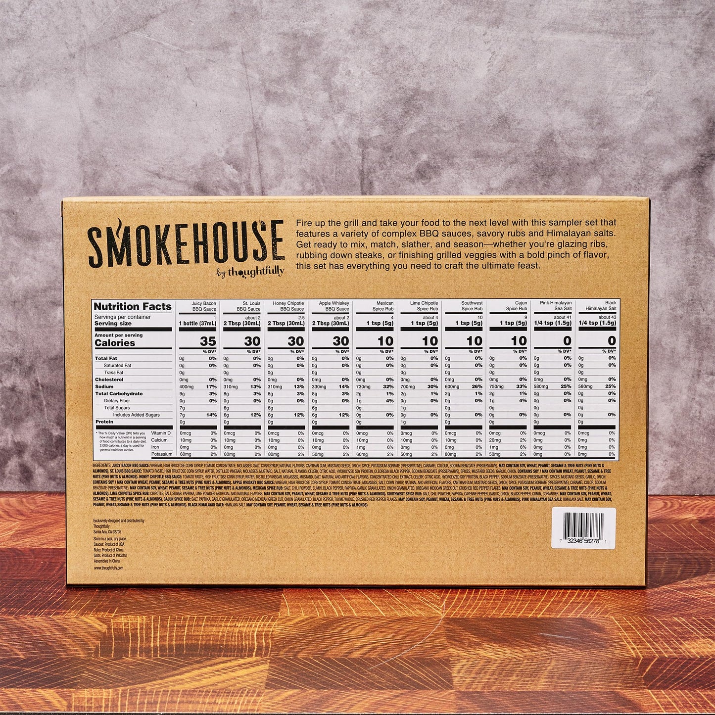 Smokehouse by Thoughtfully, Ultimate BBQ Sampler Set, Vegan and Vegetarian, Includes a Variety of Flavorful USA Made BBQ Sauces, Rubs, and Salts for Smoking and Grilling in Sample Size Glass Bottles