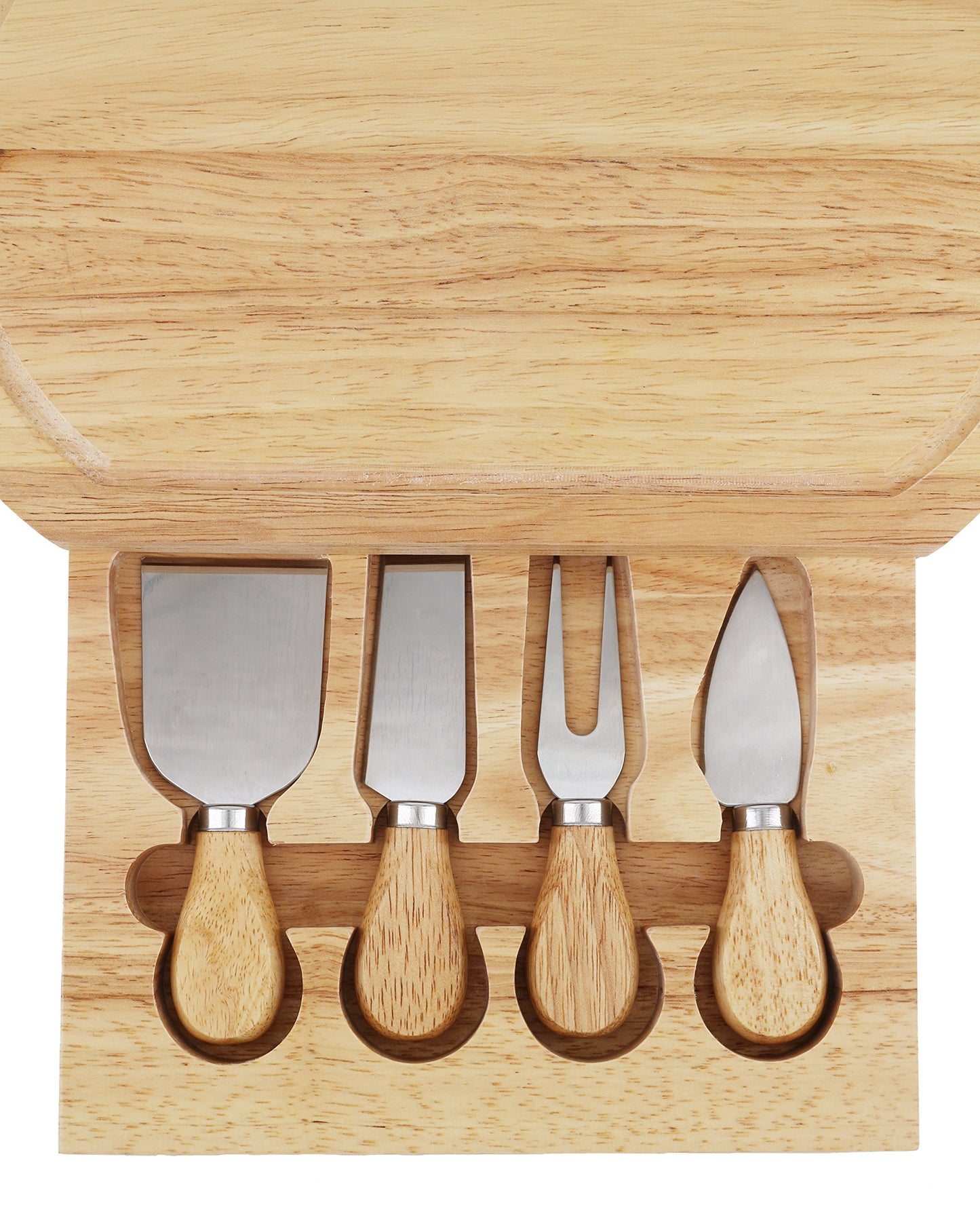 Cheese Board Set by StarBlue - with 4 Knives and Slide Out Drawer | Large Oak Wooden Cheese and Platter Cutting Serving Plate Tray | Best for Housewarming and Birthday Gift