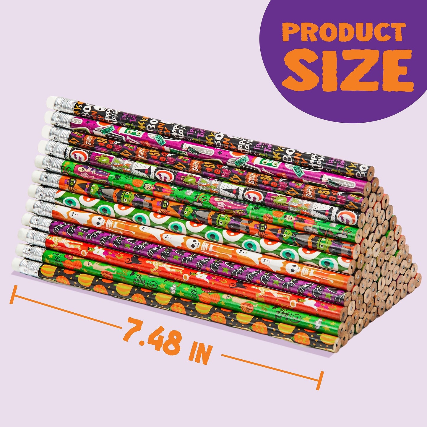 JOYIN 144 PCS Halloween Pencils with Eraser, 12 Designs Halloween Stationery Set for Kids Gifts Prizes, Wooden Drawing Pencils, Classroom Party Favor Supplies, Trick or Treat Goodies Bags Fillers