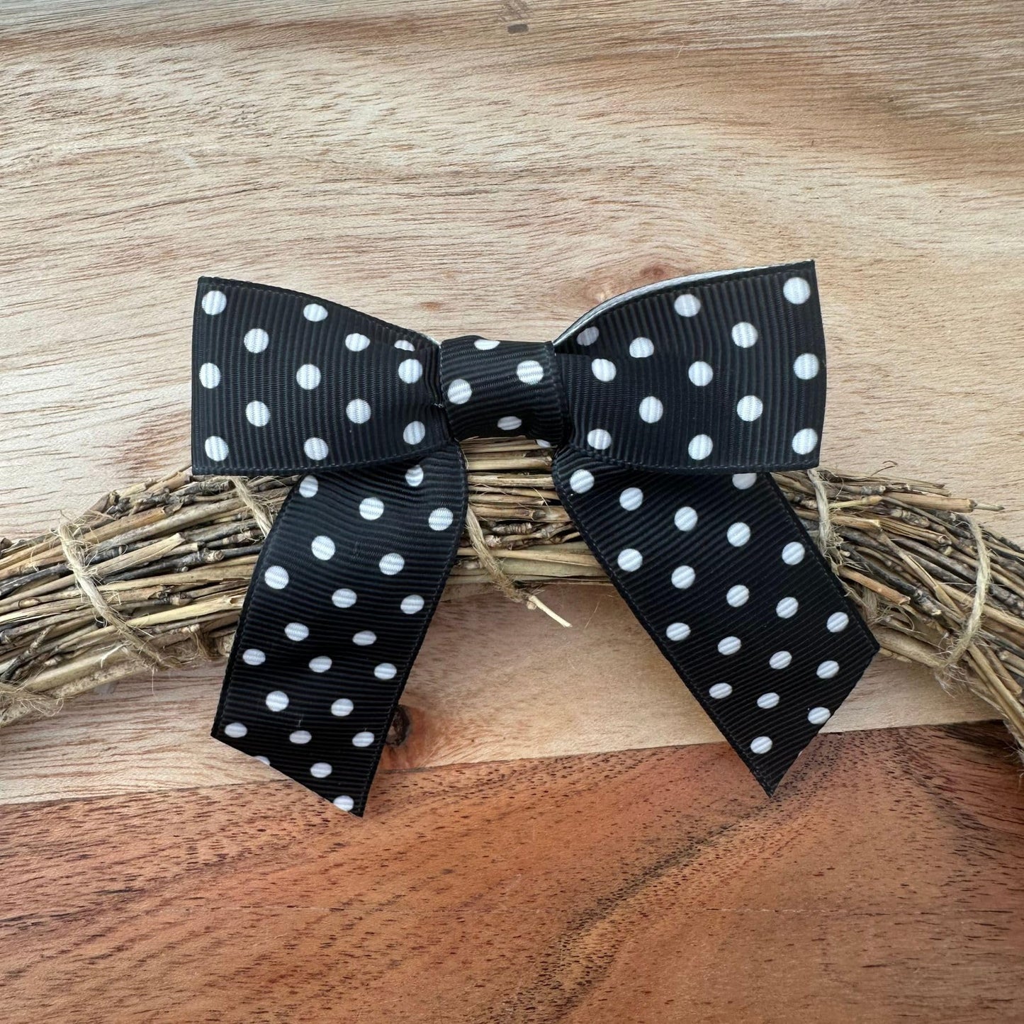 Black & White Polka Dots Pre-Tied Bows - 3" Wide, Set of 12, Grosgrain Ribbon, Wedding Embellishments, Gift Basket Decor, Party Favors, Birthday, Halloween, Christmas, Easter
