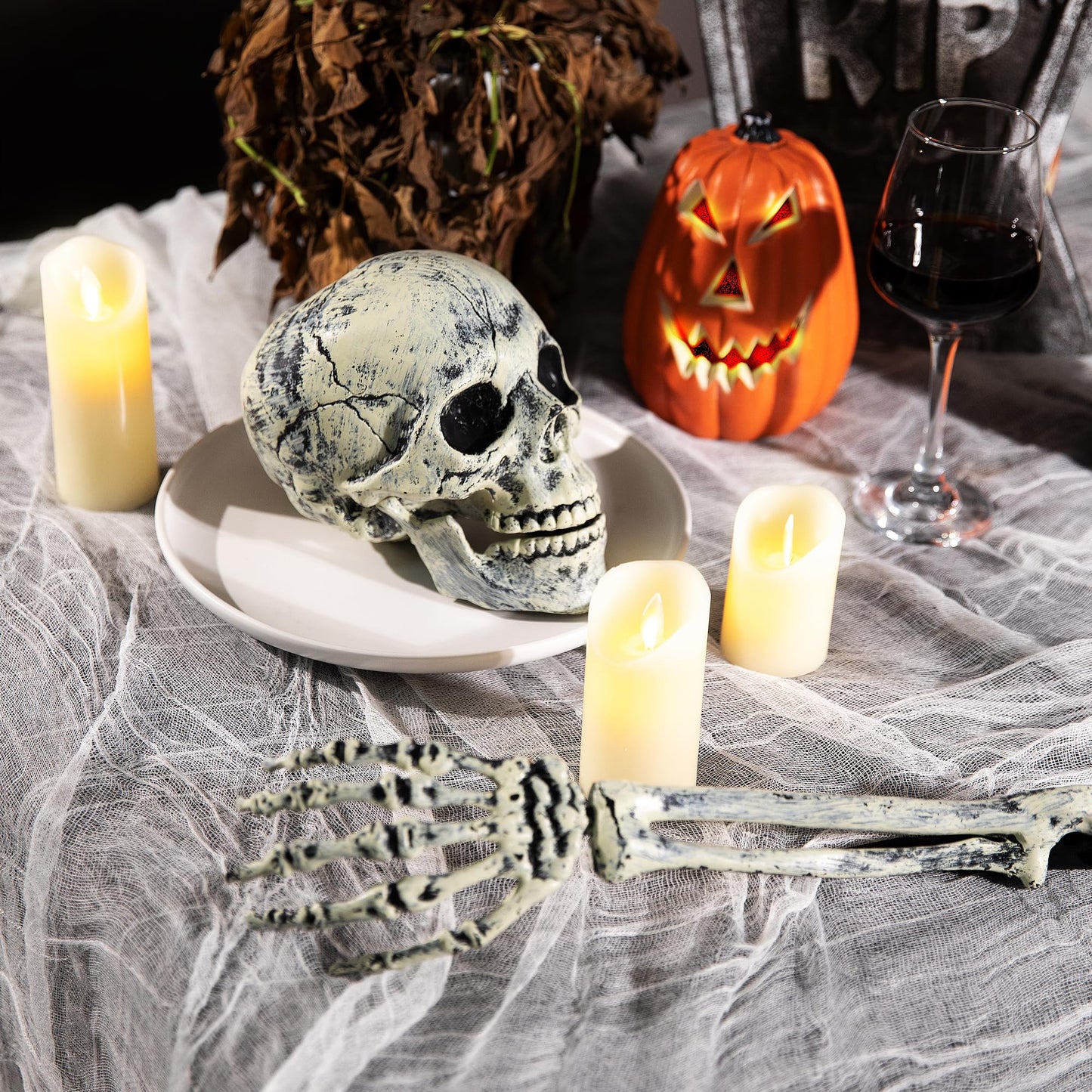 400" x 85" Halloween Creepy Cloth - Large Size Spooky Fabric - Scary Gauze Blood Creepy Cloth for Haunted House, Party, Yard, Wall, Doorway, Outdoors Decoration (White)
