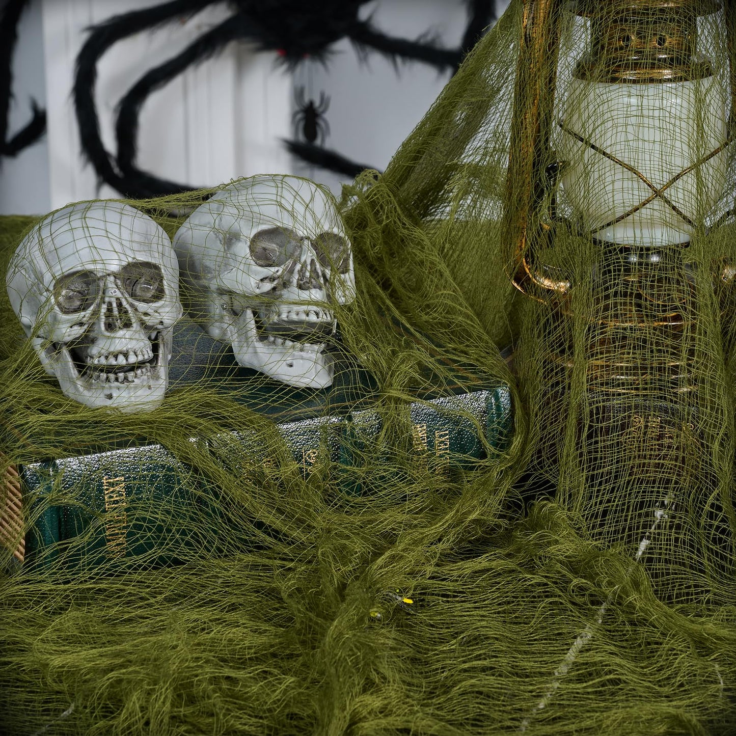 ZYP 315 x 78.7 Halloween Green Creepy Cloth Decorations Spooky Fabric Creepy Scary Gauze Cloth Decoration for Halloween Party Supplies