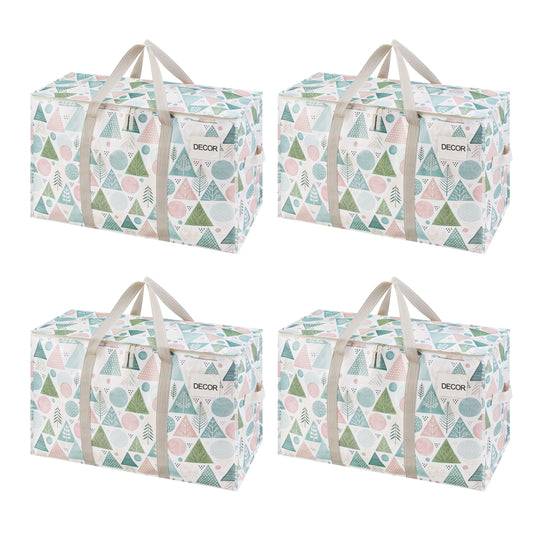 VENO 4 Pack Heavy Duty Moving Bags, Extra Large Storage Bags with Reinforced Handles & Strong Zippers, Foldable & Reusable Moving Box Alternative for Clothes & Dorm Storage