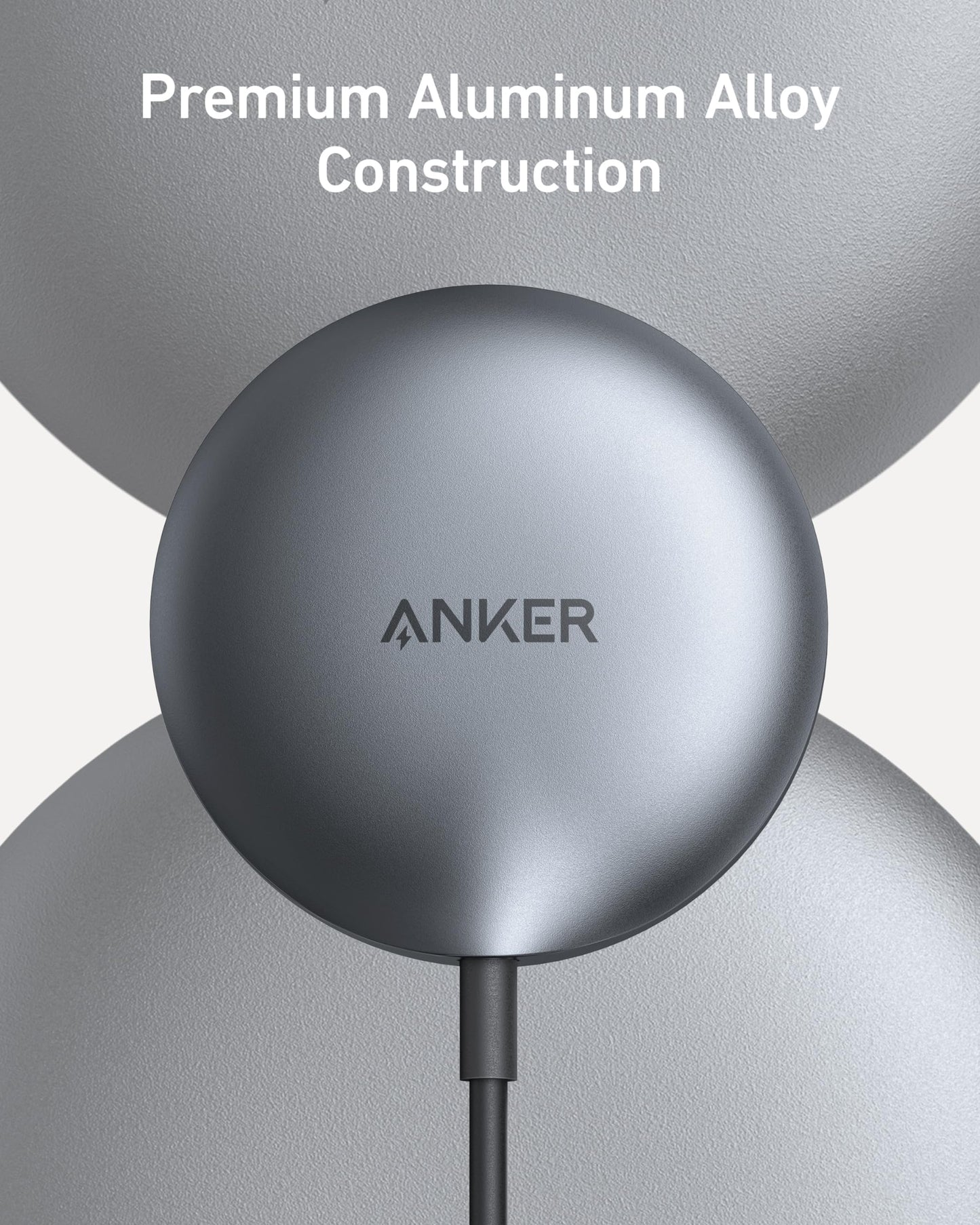 Anker MagSafe Charger Pad, MagGo iPhone 16 Wireless Charging Pad, Qi2 Certified 15W Wireless Charger, Compatible with iPhone 16/16 Plus/16 Pro/16 Pro Max/15/14/13/12 Series (Black, with Adapter)