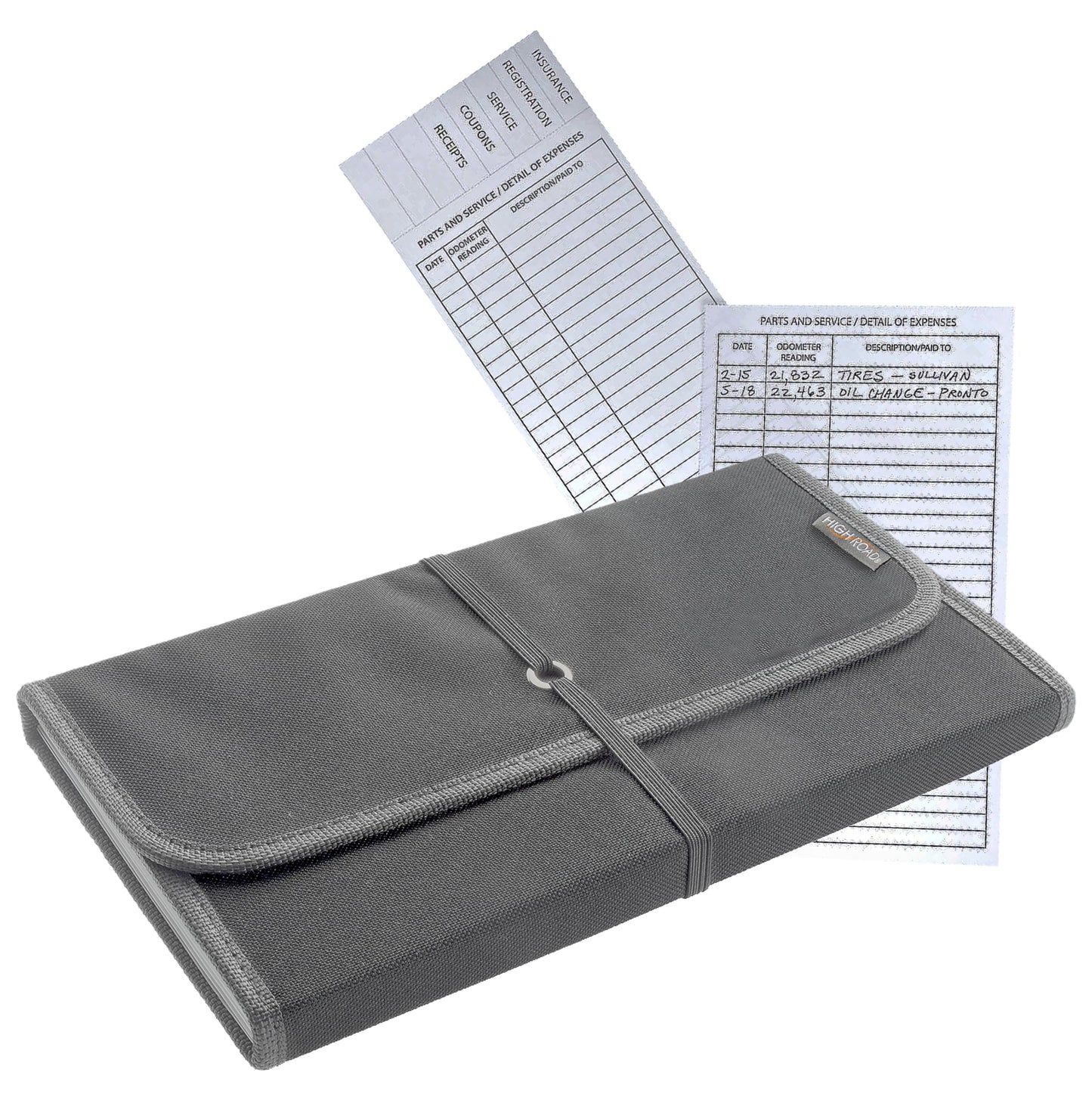 High Road Car Glove Box Organizer - Maintenance Folder for Car Documents - Card Pockets for Insurance and Registration with Receipt Log and Divider Tab Inserts