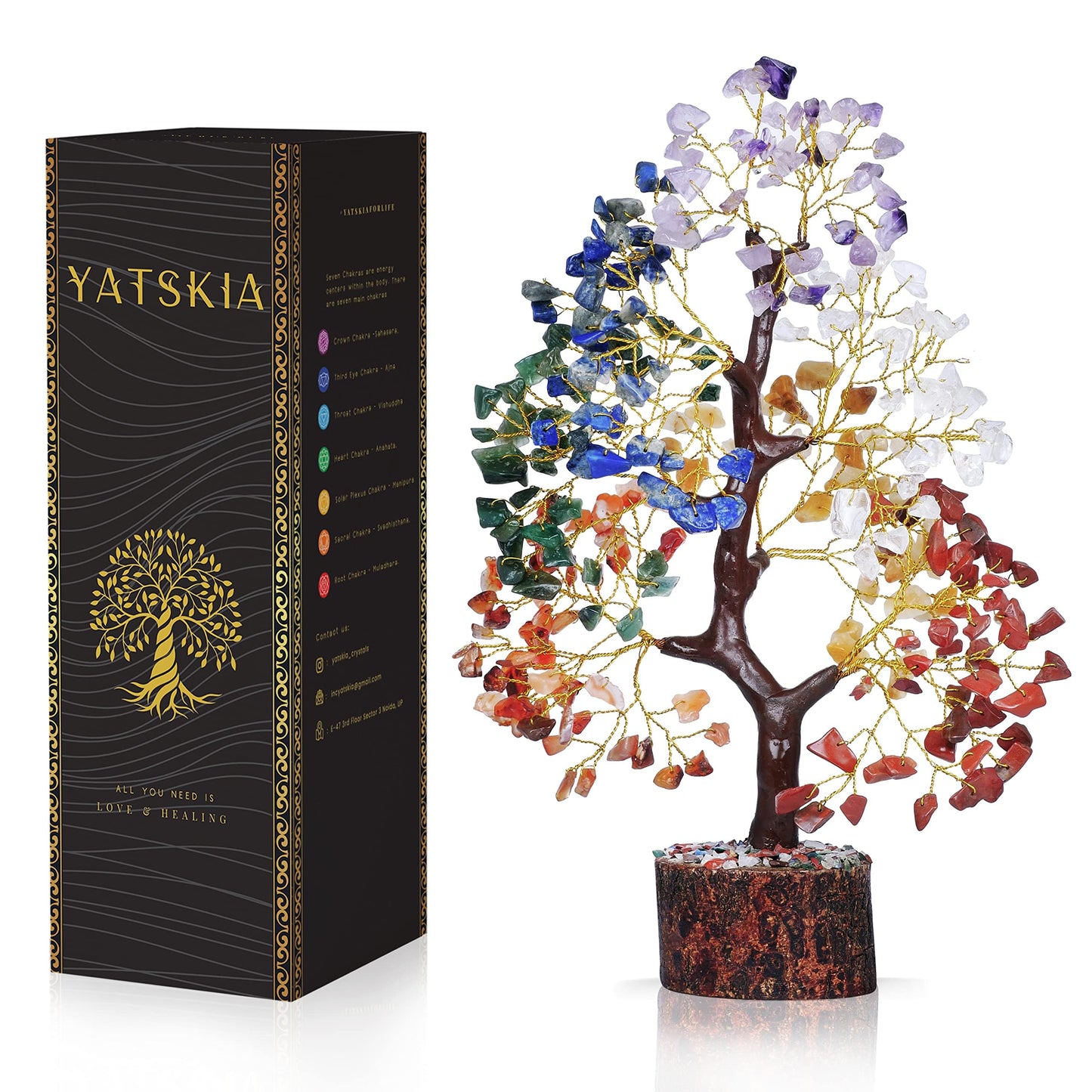 YATSKIA 7 Chakra Tree of Life - Crystals and Healing Stones | Birthday Gifts for Women | Crystal Tree for Positive Energy | Home Office Decor | Spiritual Gifts for Women