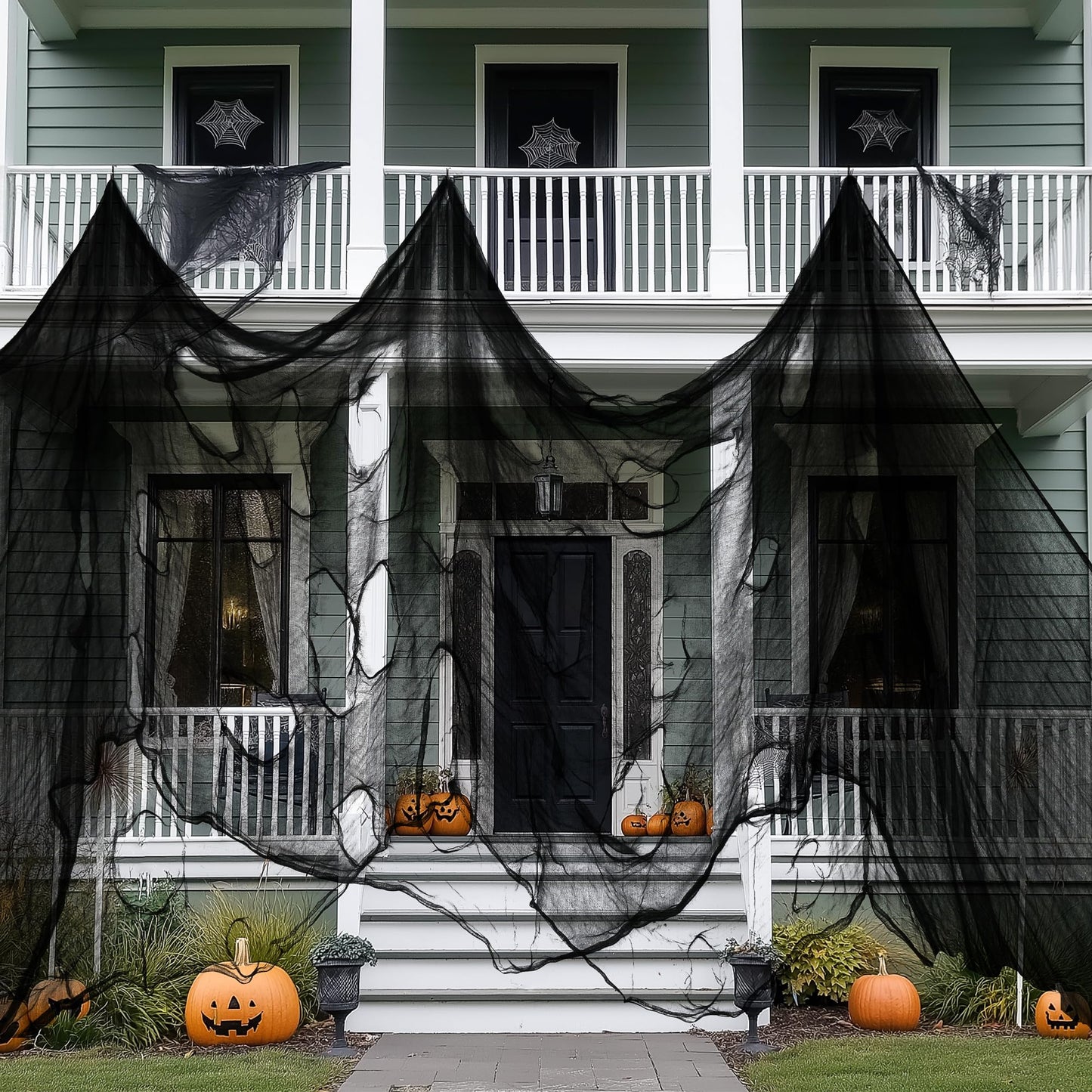 Nirohee 30x433 In Halloween Spider Web Black Creepy Cloth,900 Sqft Spider Webs Halloween Decorations with 100 Fake Spiders,Scary Spooky Gauze with Holes for Haunted House,Yard,Wall,Lawn,Garden,Horro