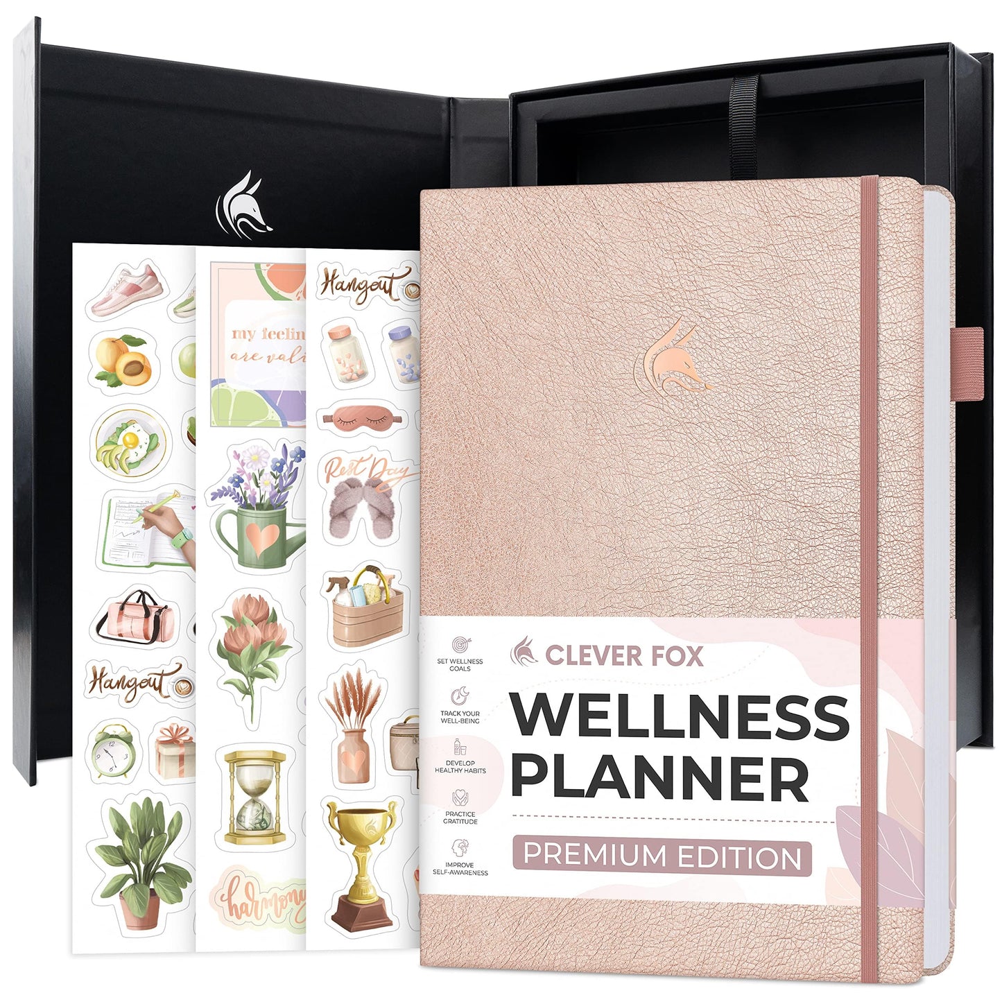 Clever Fox Wellness Planner Premium – Daily Lifestyle Journal to Support Health, Nutrition & Exercise – Healthy Living Journal with Meal, Exercise & Habit Trackers – Lasts 3 Months (Rose Gold)