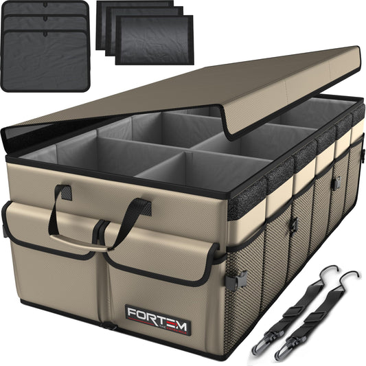 FORTEM Trunk Organizer For SUV Car Trunk Organizer, Foldable Storage, Car Accessories for Women Men, Collapsible Bag, Perfect Christmas Gifts, 600D Oxford, Non Slip Bottom, Straps, Soft Cover (85L)