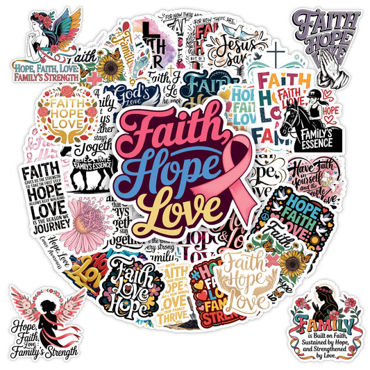 BETANAS 60 PCS Faith Hope Love Christian Stickers Pack, Inspirational Bible Verse Quote Vinyl Waterproof Decals for Journaling, Scrapbook, Water Bottle, Laptop, Religious Gift for Women Men Teens Kids