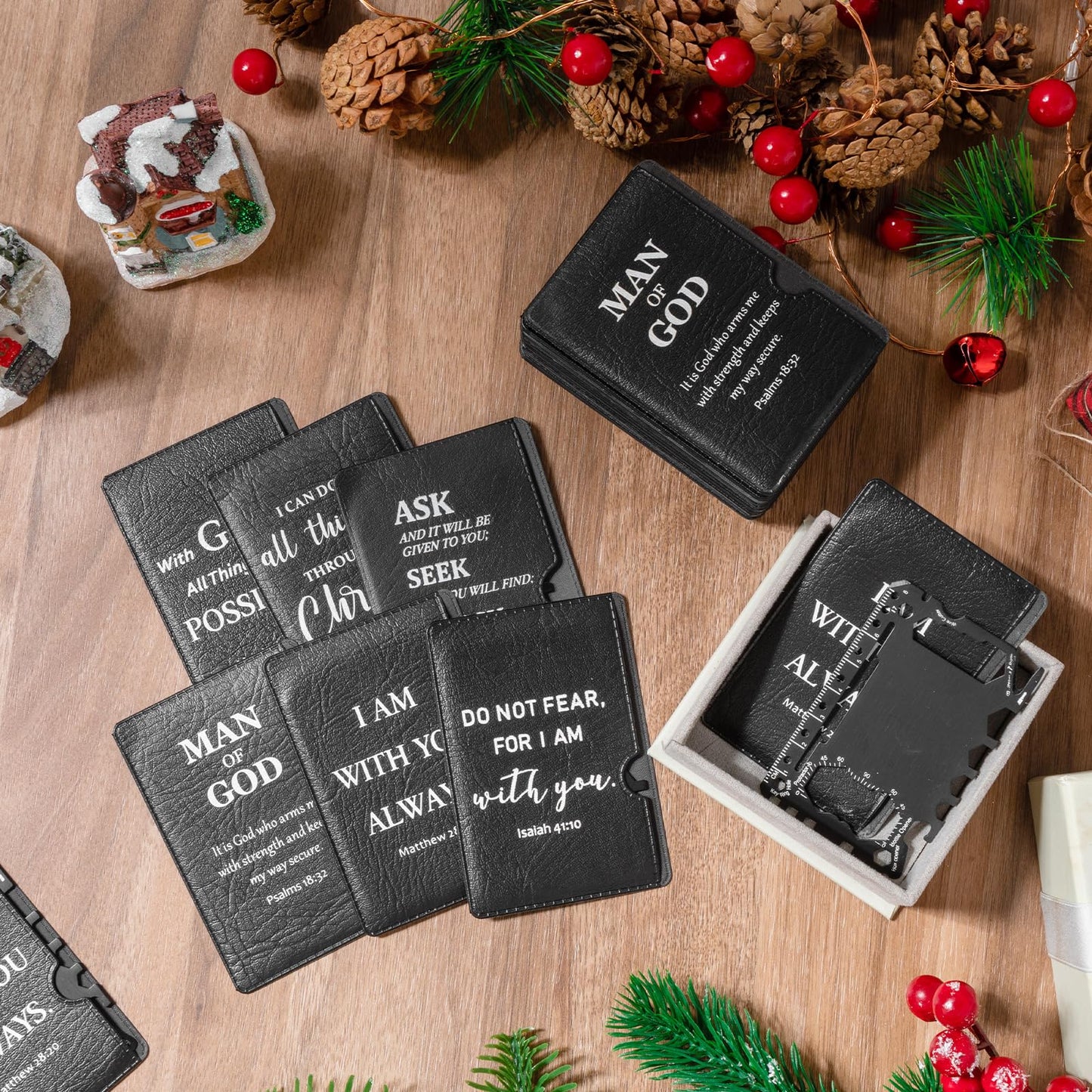 Lasnten 30 Pcs Christian Credit Card Multitool Bulk Bible Verses Wallets Survival Pocket Tool Christian Gifts For Father's Day Coworker Church Husband Men Christmas White Elephant Gifts