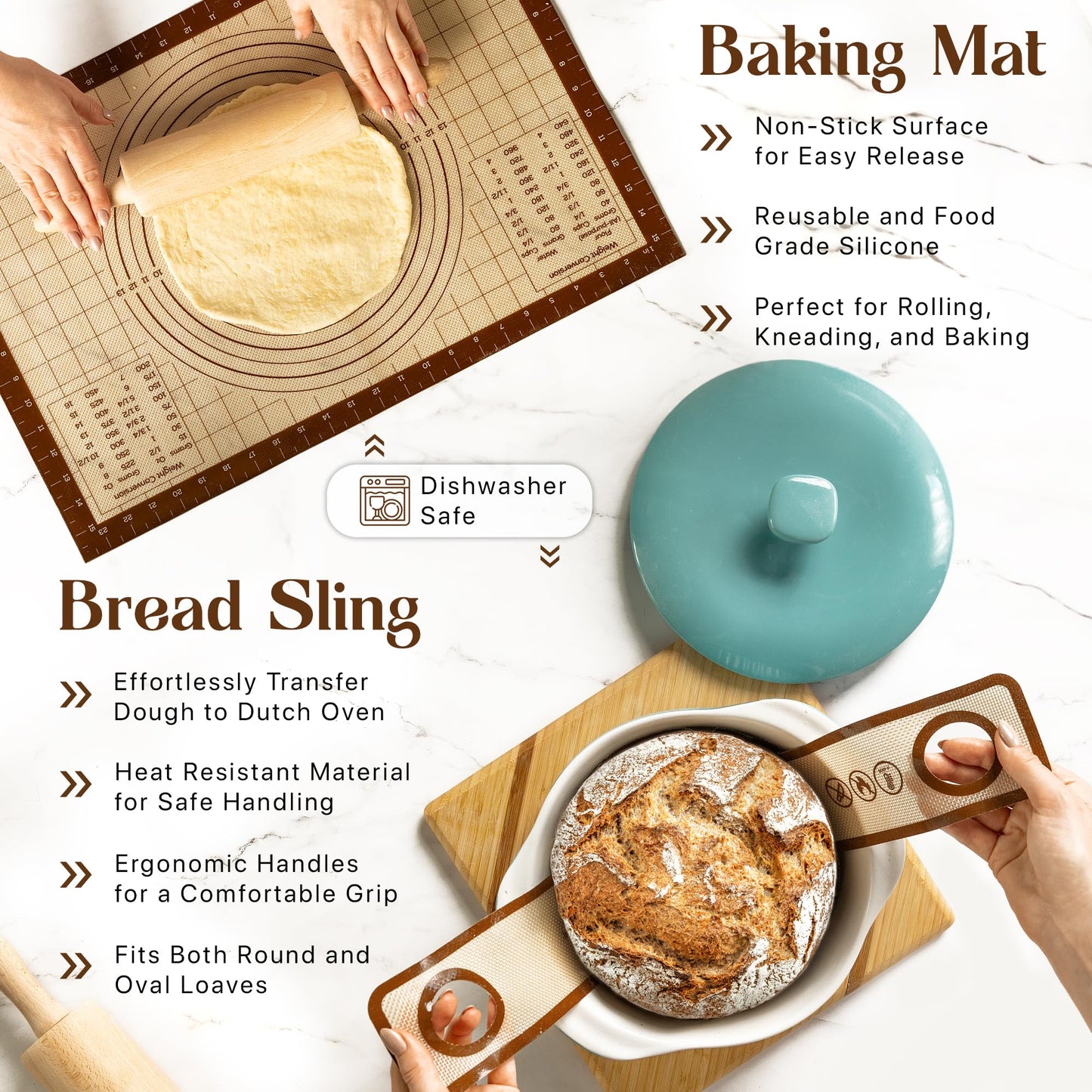 Sourdough Starter Kit with 9" Round Banneton Proofing Basket and 24oz Starter Jar - Beginner-Friendly Sourdough Bread Baking Supplies and Baking Gifts for Women, Men, and Bread Bakers