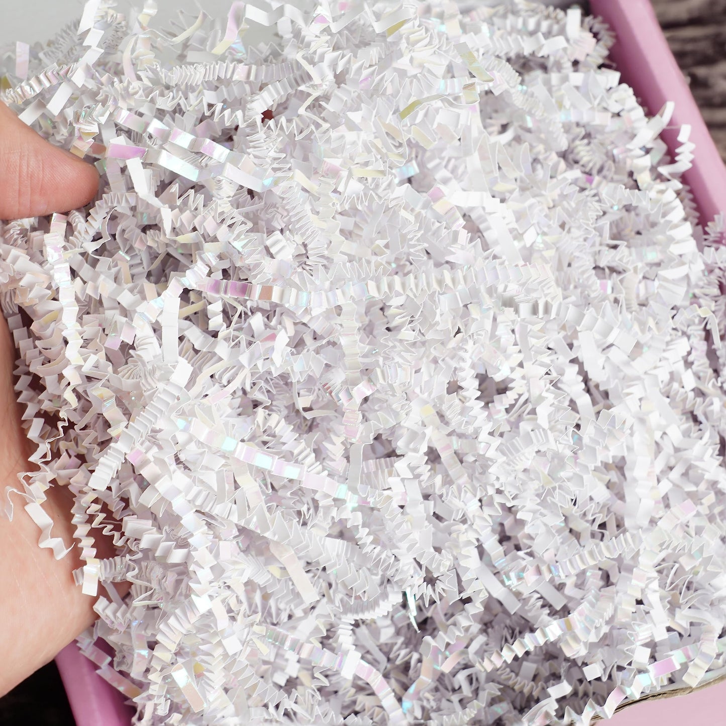 Uptotop 1 LB Crinkle Cut Paper Shred Filler for Gift Wrapping, Gift Basket Filling, Perfect for Birthday, Christmas, Thanksgiving, Halloween, Easter, Valentine's Day, Mother's Day, Father's Day, Wedding & Holiday Decor, Diamond White