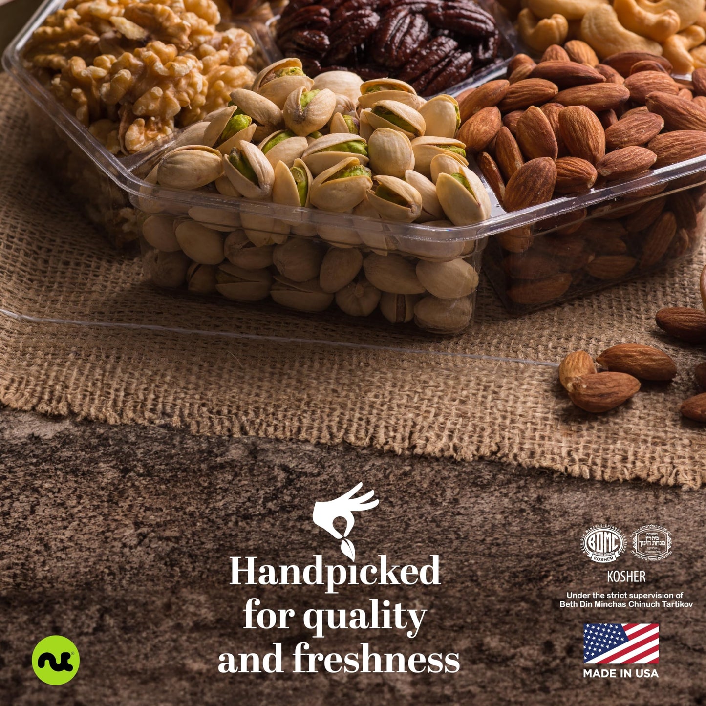 NUT CRAVINGS - Mothers Day Treats, Mixed Nuts Gift Basket in Red Gold Box (7 Assortments, 1 LB) Treats for Adults, Food Arrangement, Healthy Snack Care Package, Kosher