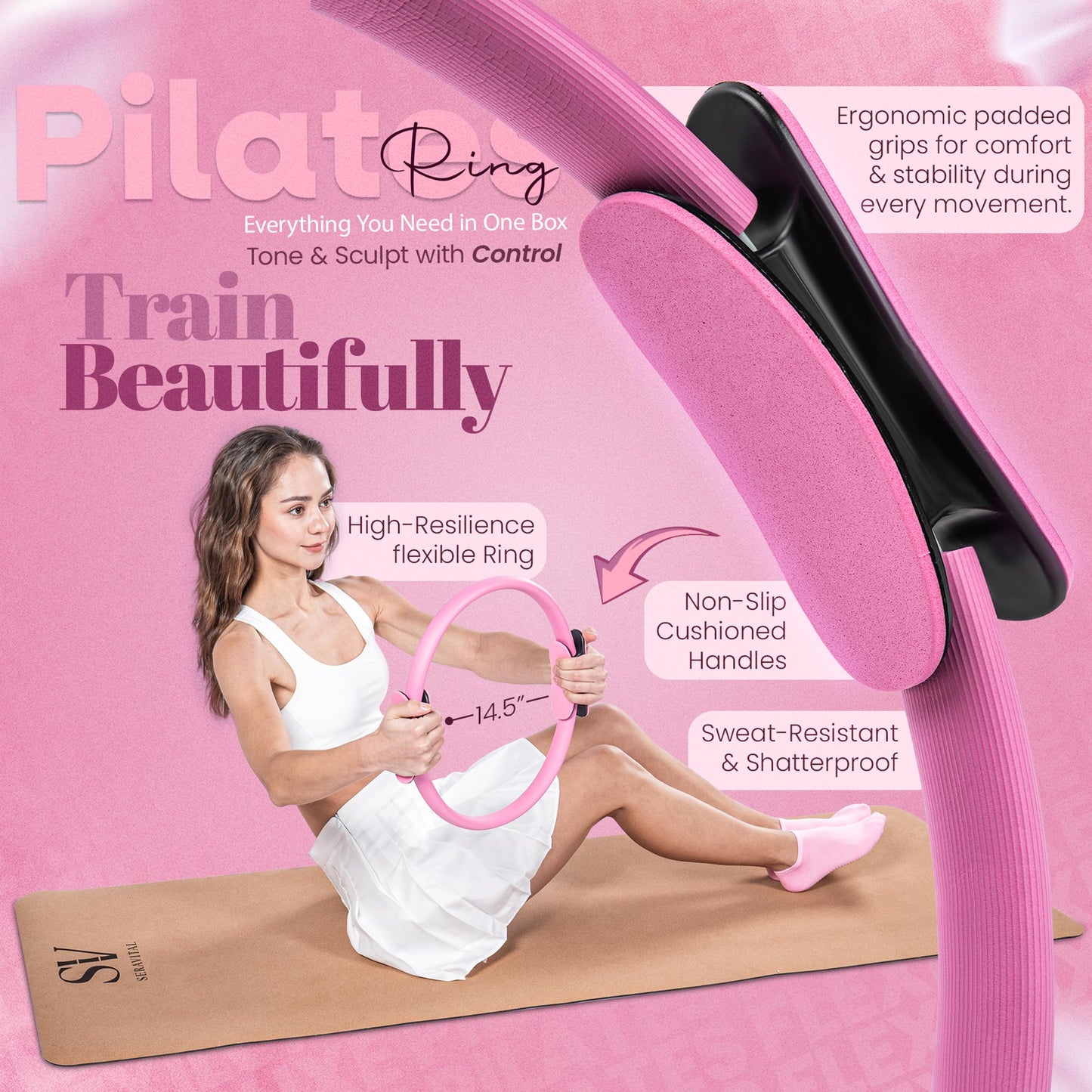 FlexiLuxe 14-Piece Pilates Kit for Home Workouts | Pilates Equipment Workout Set | Resistance Bands | Pilates Ring | Pilates Ball | Yoga Blocks | Home Pilates Kit | Pilates Workout Set | Home Pilates