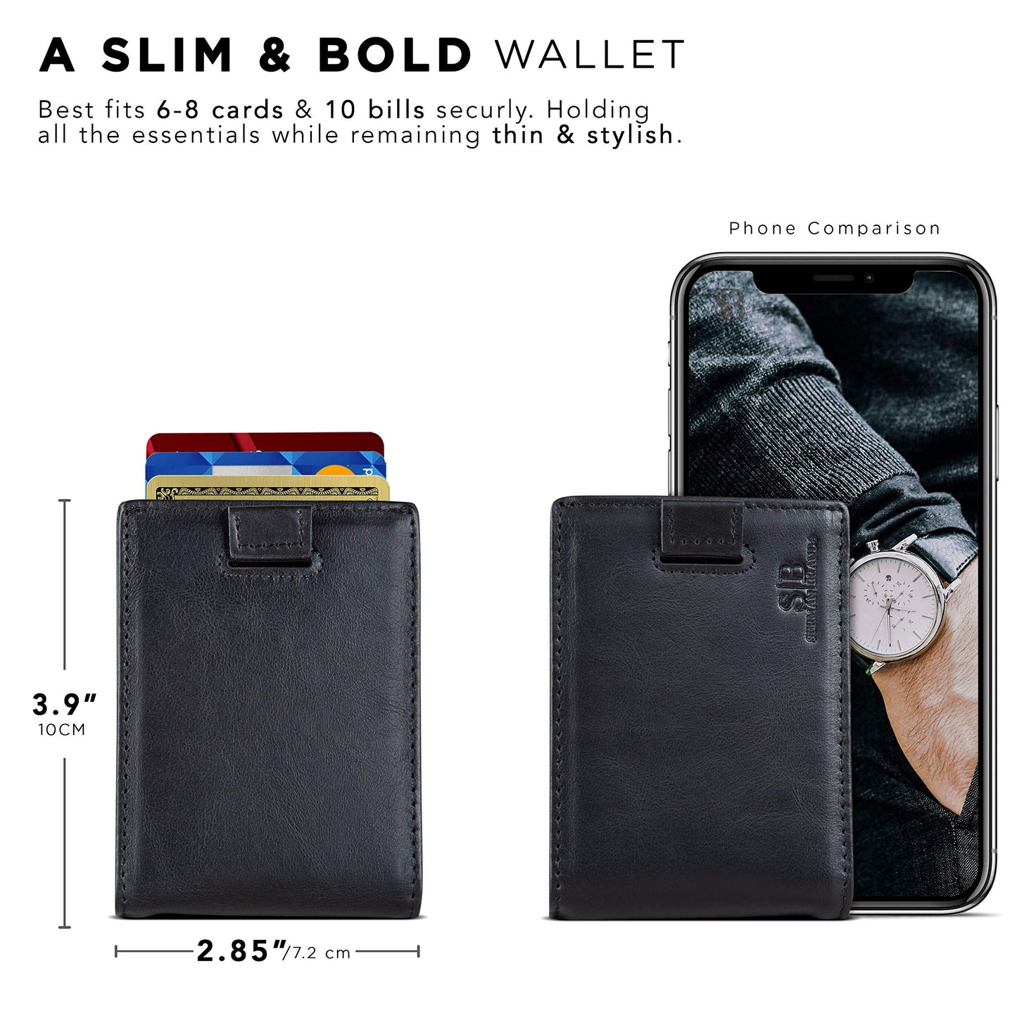 RFID Blocking Slim Money Clip Wallet – Leather Bifold Front Pocket Minimalist Mens Wallet with Money Clip for Men, Small Credit Card Holder Wallet - Travel Wallet with Gift Box