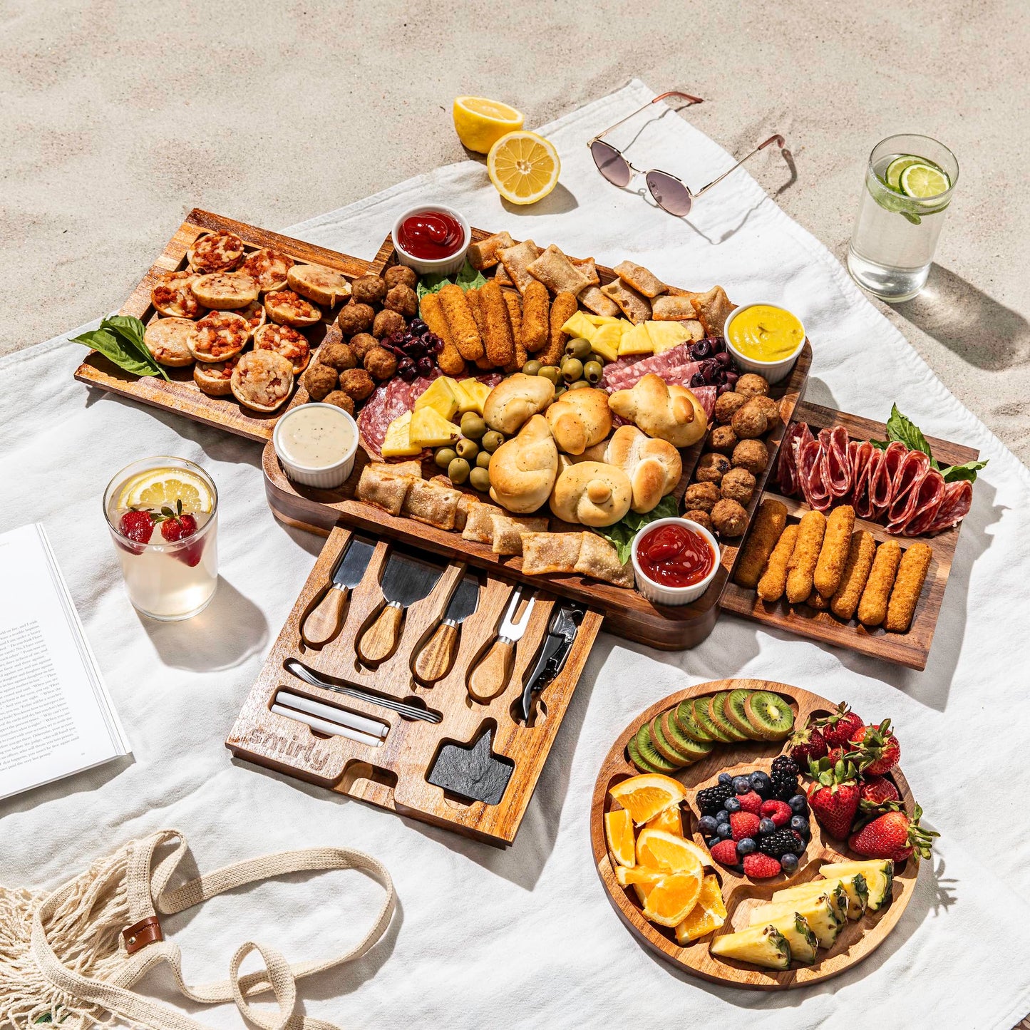 SMIRLY Charcuterie Boards Set - Large Acacia Cheese Board Set - House Warming Gifts New Home, Wedding Gift for Couple, Bridal Shower Gift, Birthday Gifts for Women