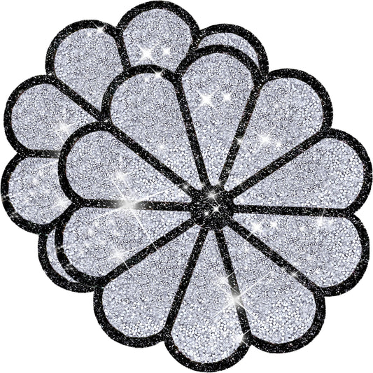 Washable Waterproof Diamond Circle Placemats for Round Tablescape Decor for Dinner and Kitchen Bling Placemats for Weddings & Special Events -2 PCS (Silver and Black)